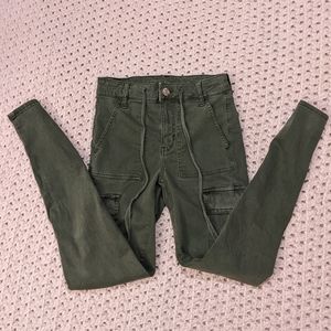 American Eagle Green Cargo Style Skinny Jeans